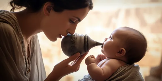 Biberon, Muhteşem Emici Bez Üzere Pratik Eserlerin Olmadığı Antik Çağ’da Bebek Bakımı İçin Kullanılan Enteresan Eserler