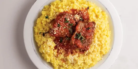 Safranlı Risotto Milanese domates soslu dana bonfile ile