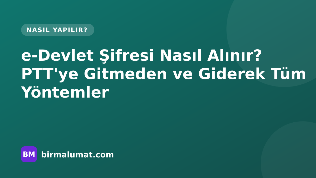 e-Devlet Şifresi Nasıl Alınır? PTT’ye Gitmeden ve Giderek Tüm Yöntemler